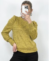 Μπλούζα μακρυμάνικη με φουσκωτό μανίκι μουσταρδί