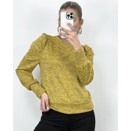 Μπλούζα μακρυμάνικη με φουσκωτό μανίκι μουσταρδί