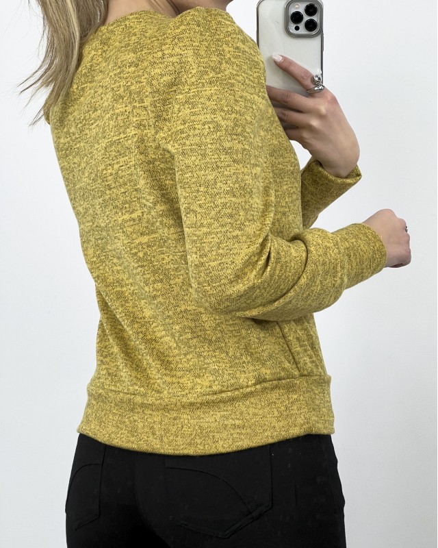 Μπλούζα μακρυμάνικη με φουσκωτό μανίκι μουσταρδί