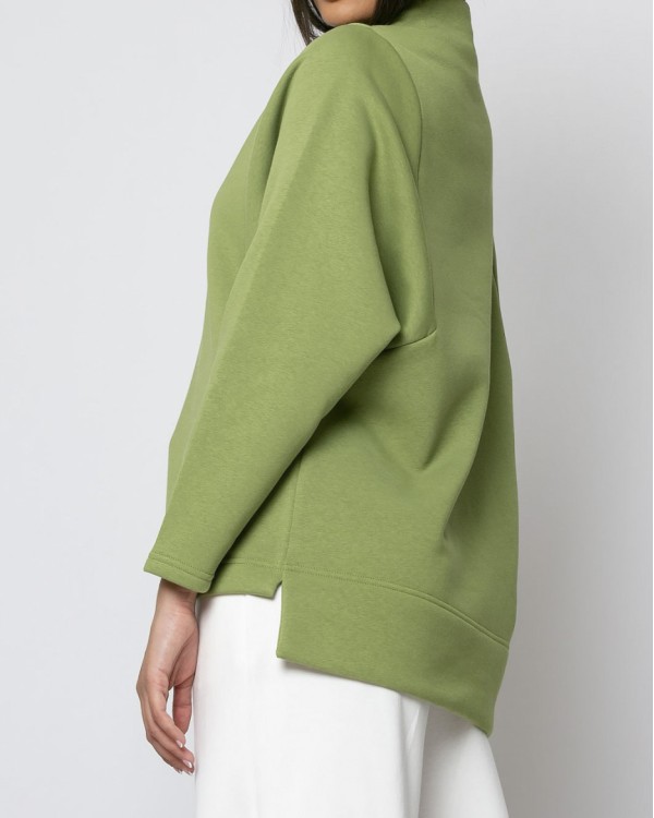 Φούτερ χνουδωτό ζιβάγκο πιο κοντό μπροστά λαδί