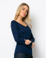 Μπλούζα Viscose με V μπροστά και πίσω navy Μπλούζα Viscose με V μπροστά και πίσω navy