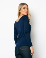 Μπλούζα Viscose με V μπροστά και πίσω navy Μπλούζα Viscose με V μπροστά και πίσω navy