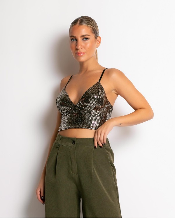 Crop top παγιέτα χρυσό