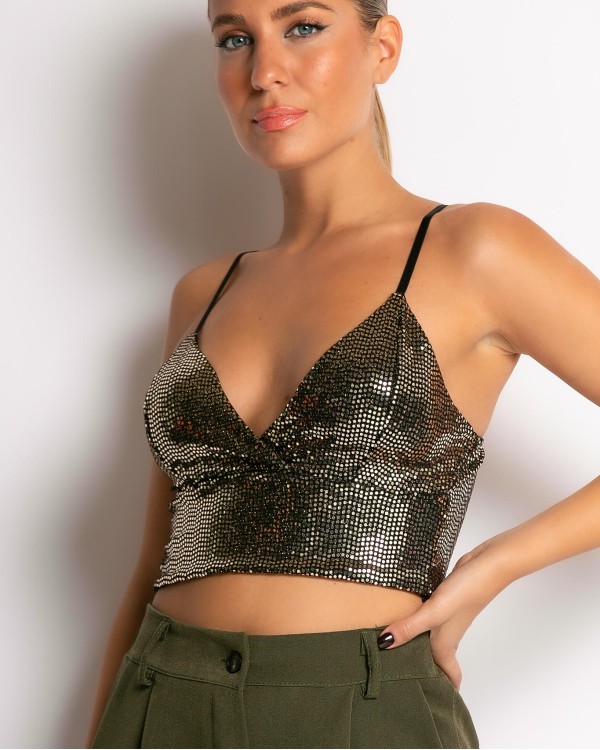 Crop top παγιέτα χρυσό