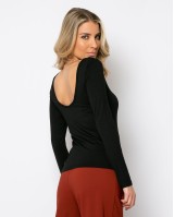 Μπλούζα μακρυμάνικη με χαμηλή πλάτη μαύρη