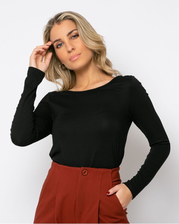 Μπλούζα μακρυμάνικη με χαμηλή πλάτη μέντα