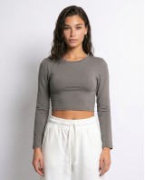 Μπλούζα crop top μακρυμάνικη με άνοιγμα στην πλάτη elephant