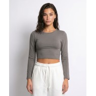 Μπλούζα crop top μακρυμάνικη με άνοιγμα στην πλάτη elephant