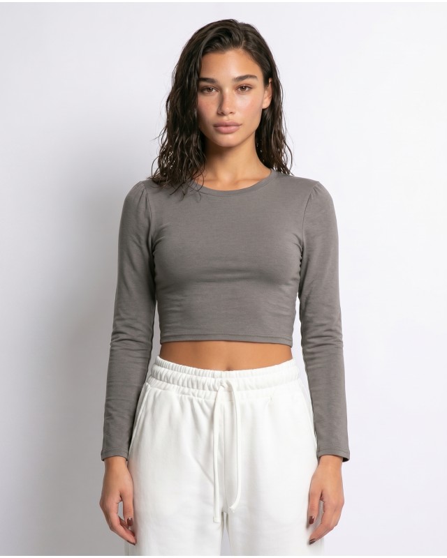 Μπλούζα crop top μακρυμάνικη με άνοιγμα στην πλάτη elephant