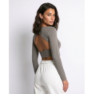 Μπλούζα crop top μακρυμάνικη με άνοιγμα στην πλάτη elephant