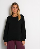 Μπλούζα φούτερ αχνούδιαστο πιο κοντή μπροστά κομμένη στο τελείωμα μαύρο