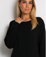 Μπλούζα φούτερ αχνούδιαστο πιο κοντή μπροστά κομμένη στο τελείωμα μαύρο