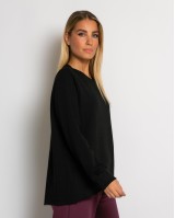 Μπλούζα φούτερ αχνούδιαστο πιο κοντή μπροστά κομμένη στο τελείωμα μαύρο