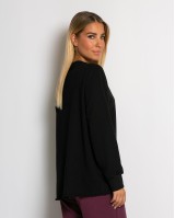 Μπλούζα φούτερ αχνούδιαστο πιο κοντή μπροστά κομμένη στο τελείωμα μαύρο