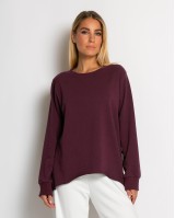 Μπλούζα φούτερ αχνούδιαστο πιο κοντή μπροστά κομμένη στο τελείωμα δαμασκηνί