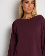 Μπλούζα φούτερ αχνούδιαστο πιο κοντή μπροστά κομμένη στο τελείωμα δαμασκηνί