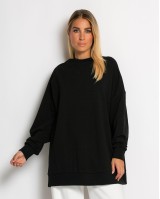 Μπλούζα φούτερ αχνούδιαστο oversized μαύρο