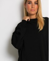 Μπλούζα φούτερ αχνούδιαστο oversized μαύρο