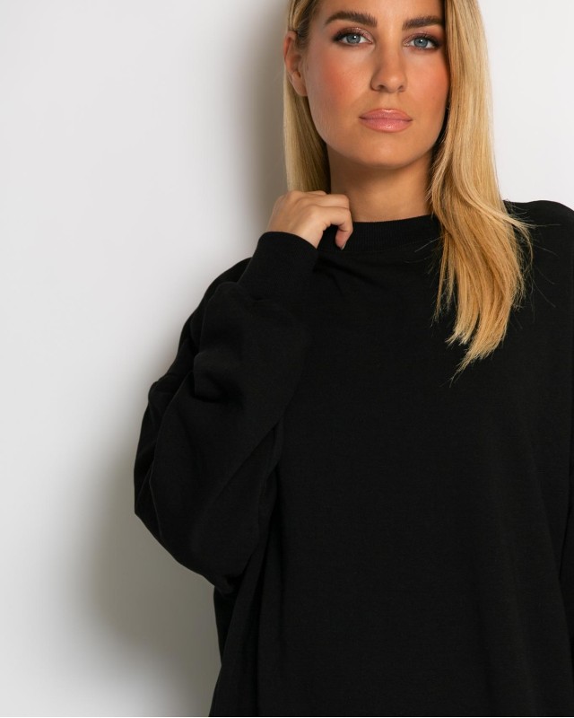 Μπλούζα φούτερ αχνούδιαστο oversized μαύρο
