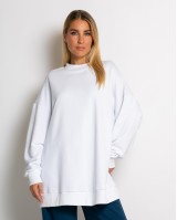 Μπλούζα φούτερ αχνούδιαστο oversized λευκό