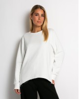 Μπλούζα φούτερ αχνούδιαστο πιο κοντή μπροστά κομμένη στο τελείωμα εκρού