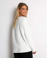 Μπλούζα φούτερ αχνούδιαστο πιο κοντή μπροστά κομμένη στο τελείωμα εκρού