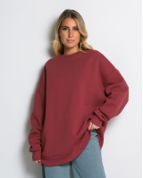 Μπλούζα φούτερ χνούδι oversized με κλειστή λαιμόκοψη cherry