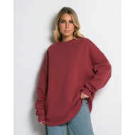 Μπλούζα φούτερ χνούδι oversized με κλειστή λαιμόκοψη cherry