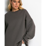 Μπλούζα φούτερ χνούδι oversized με κλειστή λαιμόκοψη πούρο