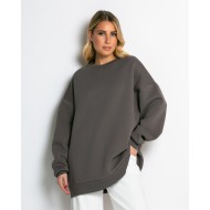 Μπλούζα φούτερ χνούδι oversized με κλειστή λαιμόκοψη πούρο