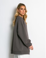 Μπλούζα φούτερ χνούδι oversized με κλειστή λαιμόκοψη πούρο