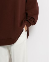 Μπλούζα φούτερ χνούδι oversized με κλειστή λαιμόκοψη βουργουνδί