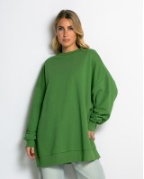 Μπλούζα φούτερ αχνούδιαστο oversized λαδί