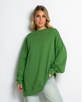 Μπλούζα φούτερ αχνούδιαστο oversized λαδί