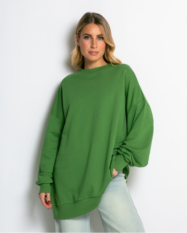 Μπλούζα φούτερ αχνούδιαστο oversized χακί