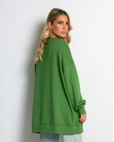 Μπλούζα φούτερ αχνούδιαστο oversized λαδί