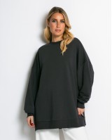 Μπλούζα φούτερ αχνούδιαστο oversized ανθρακί