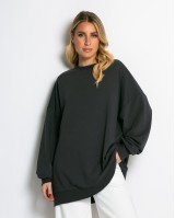 Μπλούζα φούτερ αχνούδιαστο oversized ανθρακί