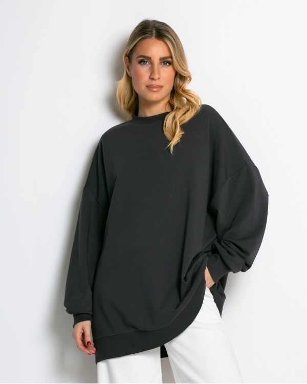 Μπλούζα φούτερ αχνούδιαστο oversized χακί