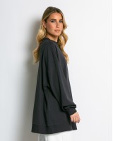 Μπλούζα φούτερ αχνούδιαστο oversized ανθρακί