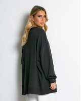 Μπλούζα φούτερ αχνούδιαστο oversized ανθρακί
