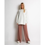 Μπλούζα φούτερ αχνούδιαστο oversized εκρού