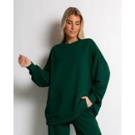 Μπλούζα φούτερ αχνούδιαστο oversized κυπαρισσί