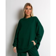 Μπλούζα φούτερ αχνούδιαστο oversized κυπαρισσί