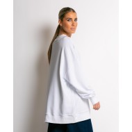 Μπλούζα φούτερ αχνούδιαστο oversized λευκό