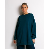 Μπλούζα φούτερ αχνούδιαστο oversized πετρόλ