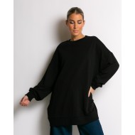 Μπλούζα φούτερ αχνούδιαστο oversized μαύρο