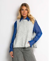 Αμάνικη πλεκτή μπλούζα με δέσιμο στο πλάι γκρι