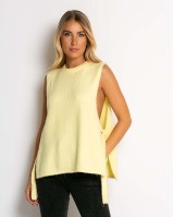 Αμάνικη πλεκτή μπλούζα με δέσιμο στο πλάι κίτρινο