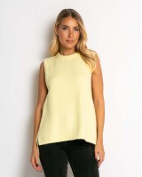 Αμάνικη πλεκτή μπλούζα με δέσιμο στο πλάι κίτρινο